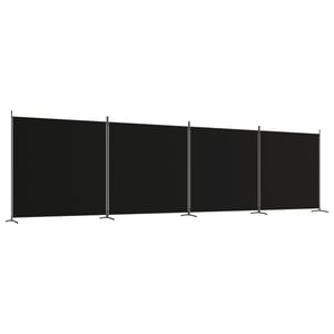 

vidaXL 4-Panel Room Divider Black 698x180 cm Fabric