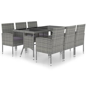 

vidaXL 7 Piece Garden Dining Set Poly Rattan Anthracite & Grey