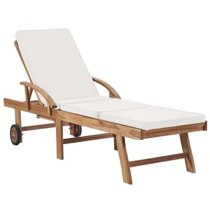 

vidaXL Sun Lounger with Cushion Solid Teak Wood Cream