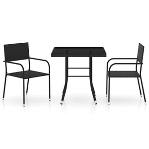 

vidaXL 3 Piece Garden Dining Set Poly Rattan Black