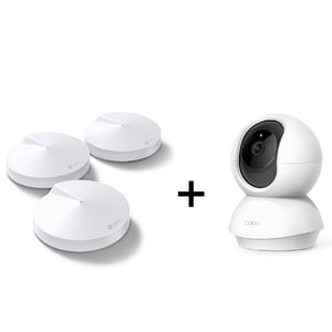Tp-Link Deco M9+ AC2200 Wifi System Pack of 3pcs With TAPOC200 Home Security Wi-Fi Camera