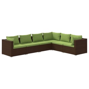 

vidaXL 6 Piece Garden Lounge Set with Cushions Poly Rattan Brown