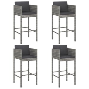 

Vidaxl Bar Stools 4 Pcs With Cushions Grey Poly Rattan