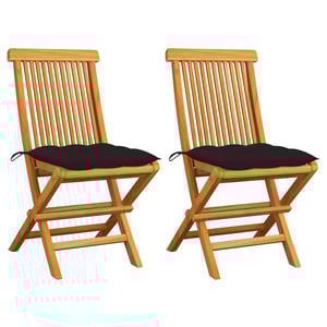 

vidaXL Garden Chairs with Black Cushions 2 pcs Solid Teak Wood