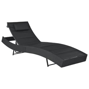 

44896 Vidaxl Sun Lounger Poly Rattan And Textilene Black
