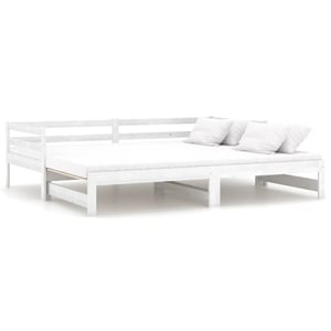 

Vidaxl Pull-out Day Bed White Solid Pinewood 2x