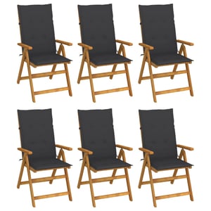 

vidaXL Folding Garden Chairs 6 pcs with Cushions Solid Acacia Wood
