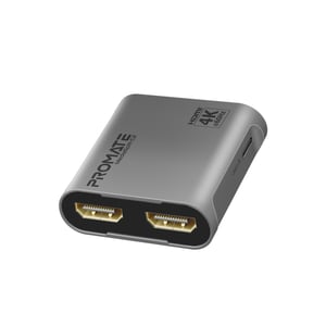 Promate HDMI Splitter with Ultra HD 4k 60Hz Resolution, Dual HDMI Ports and Compact Design, MediaSplit-C2