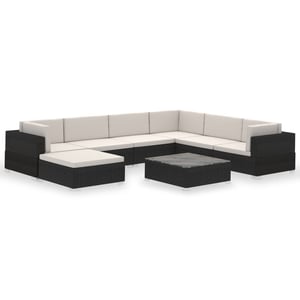 

Vidaxl 8 Piece Garden Lounge Set With Cushions Poly Rattan Black