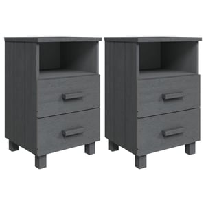 

vidaXL Bedside Cabinets HAMAR 2 pcs Dark Grey 40x35x62 cm Solid Wood