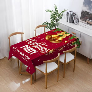 Deals For Less - High Quality Christmas Table Linen Cloth, Christmas Bell Design Red Color