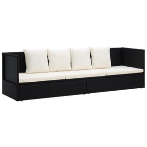 

Vidaxl Garden Bed With Cushion & Pillows Poly Rattan Black