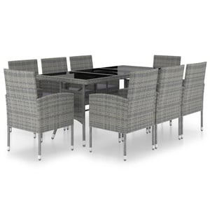 

vidaXL 9 Piece Garden Dining Set Poly Rattan Anthracite & Grey