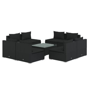 

vidaXL 9 Piece Garden Lounge Set with Cushions Poly Rattan Black