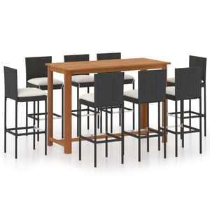 

vidaXL 9 Piece Garden Bar Set with Cushions Black