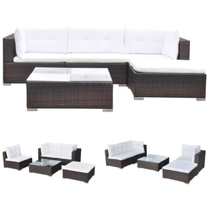 

Vidaxl 5 Piece Garden Lounge Set With Cushions Poly Rattan Brown