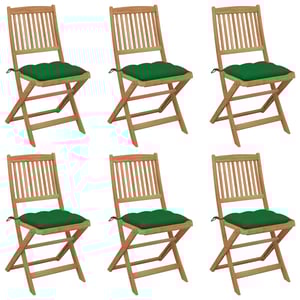 

vidaXL Folding Garden Chairs 6 pcs with Cushions Solid Acacia Wood