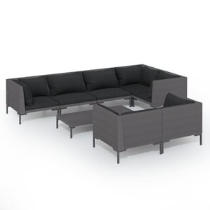 

vidaXL 8 Piece Garden Lounge Set with Cushions Poly Rattan Dark Grey