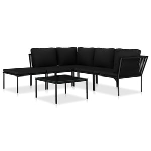 

vidaXL 6 Piece Garden Lounge Set with Cushions Black PVC