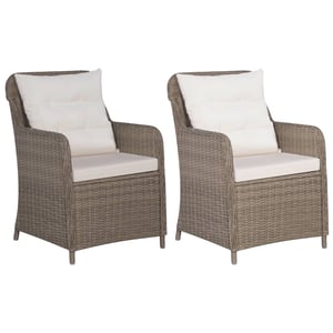 

Vidaxl Outdoor Chairs With Cushions 2 Pcs Poly Rattan Brown