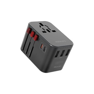 Promate Travel Adapter, Universal Grounded Power Adapter With 1840w Ac Socket, 18w Usb-c Power Delivery Port, 15w Usb-c Port, 3 Usb Ports And 8a Surge Protect For Uk, Eu, Au, Us, Appliances, Tripmate-33w