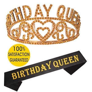 MEANT2TOBE Birthday Decorations, Happy Birthday, Birthday Queen Sash And Tiara, Birthday Girl Headband, Birthday Girl Accessories, Happy Birthday Party Supplies, Favors, Decorations 13Th, 16Th, 21St, 30Th, 35Th,