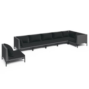

vidaXL 7 Piece Garden Lounge Set with Cushions Poly Rattan Dark Grey