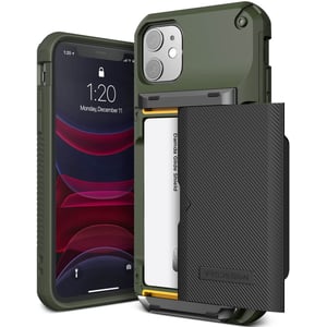 Vrs Design Damda Glide Pro Designed For Iphone 11 Case Cover Wallet [semi Automatic] Slider Credit Card Holder Slot [3-4 Cards] - Green Groove