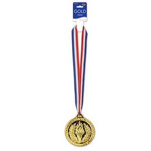 Beistle 4, 30-Inch, Red/White/Blue/Gold Medal With Ribbon