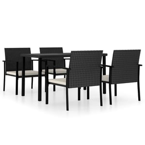 

Vidaxl 5 Piece Garden Dining Set Poly Rattan Black