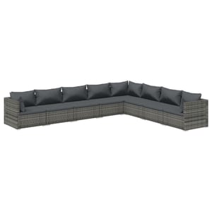 

vidaXL 8 Piece Garden Lounge Set with Cushions Poly Rattan Grey