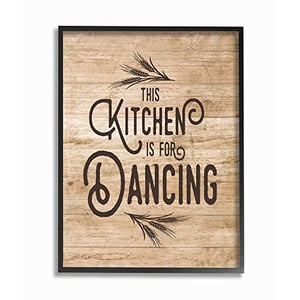 Stupell industries the stupell home decor collection this kitchen is for dancing distressed wood typography framed giclee texturized art