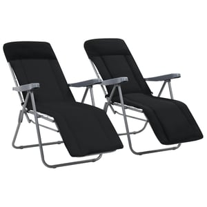 

vidaXL Folding Garden Chairs with Cushions 2 pcs Black