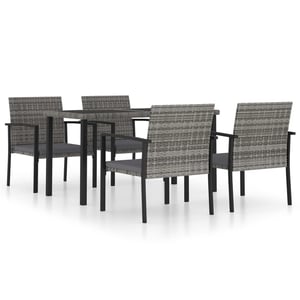 

Vidaxl 5 Piece Garden Dining Set Poly Rattan Grey