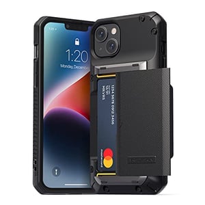 VRS Design Damda Glide Pro designed for iPhone 14 PLUS case cover wallet [Semi Automatic] slider Credit card holder Slot [3-4 cards] - Black Groove