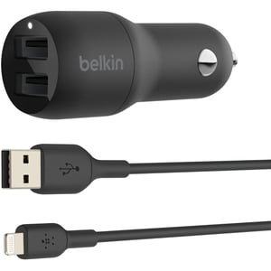 Belkin Boost↑Charge™ Dual Usb-A Car Charger 24W + Usb-A To Lightning 1M Cable Black