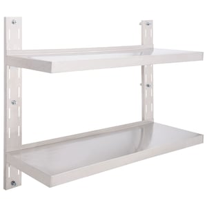 

vidaXL 2-Tier Floating Wall Shelf Stainless Steel 100x30 cm