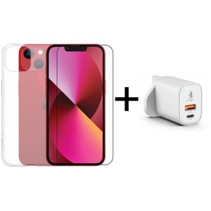 Smart Screen Protector and Case Clear iPhone 13 Mini + White Charger