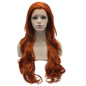 Mxangel Long Wavy Reddish Blonde Synthetic Lace Front Wig