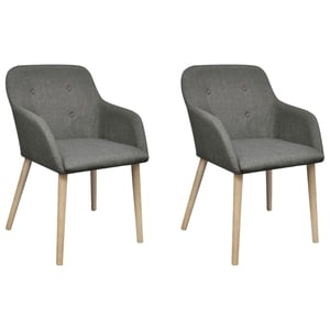 

vidaXL Oak Indoor Fabric Dining Chair Set 2 pcs with Armrest Dark Grey