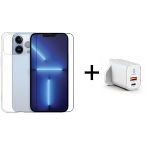 Smart Premium Screen Protector and Case Clear iPhone 13 Pro Max + White Charger