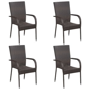 

Vidaxl Stackable Outdoor Chairs 4 Pcs Poly Rattan Brown
