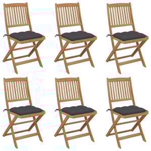 

vidaXL Folding Garden Chairs 6 pcs with Cushions Solid Acacia Wood