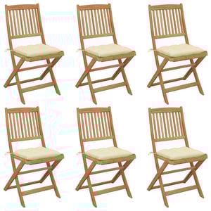 

vidaXL Folding Garden Chairs 6 pcs with Cushions Solid Acacia Wood