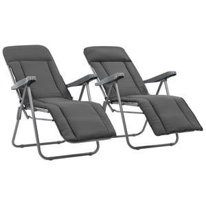 

vidaXL Folding Garden Chairs with Cushions 2 pcs Grey
