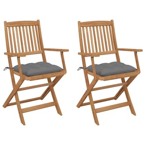 

vidaXL Folding Garden Chairs 2 pcs with Cushions Solid Acacia Wood