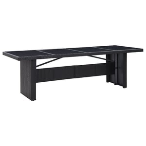 Vidaxl Garden Table Black 240x90x74 Cm Poly Rattan And Glass