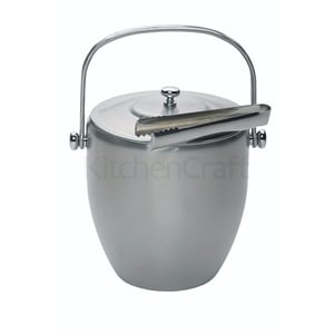 BarCraft Stainless Steel Ice Bucket with Lid and Tongs Gift Boxed