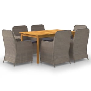 vidaXL 7 Piece Garden Dining Set Brown