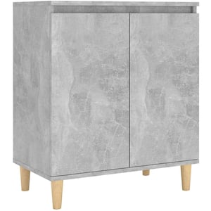 

Vidaxl Sideboard&solid Wood Legs Concrete Grey 60x35x70 Cm Chipboard